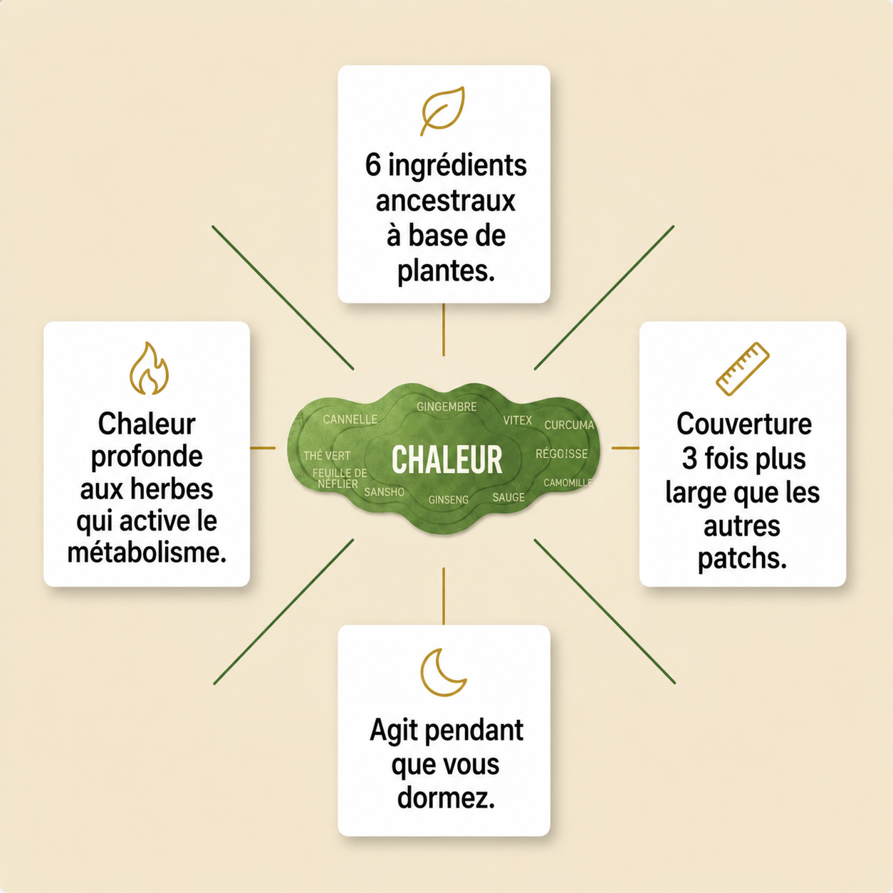 Patch d'équilibre aux herbes japonaises™  Réduit le ballonnement, affine la taille et purifie en douceur — pendant que tu dors.