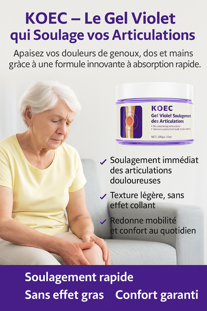 KOEC – Gel Violet de Massage Soulage Instantanément les Douleurs Articulaires et Musculaires