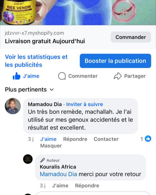 Venin d’abeilles ™️Crème de Traitement de l’Arthrite, de l’Arthrose et des Douleurs Articulaires